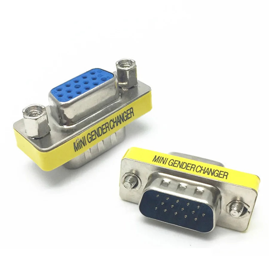 1pcs VGA 15 Pin Male Plug Female jack Gender Changer Conversion Adapter HD15 Computer Monitor Video Connector