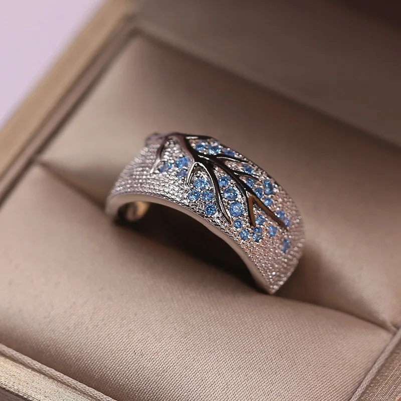 fashion Shiny Tree Branch Ring of colorful Crystal zircon branch Rings for Women Unique Punk Branch wedding party Jewelry gift