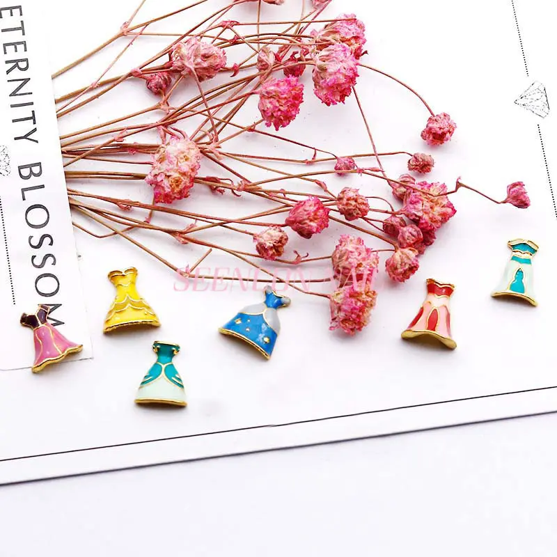 HOT 20pcs 3D alloy Nail art Decoration Princess dress skirt series nail Accessories Japanese retro Manicure Charms