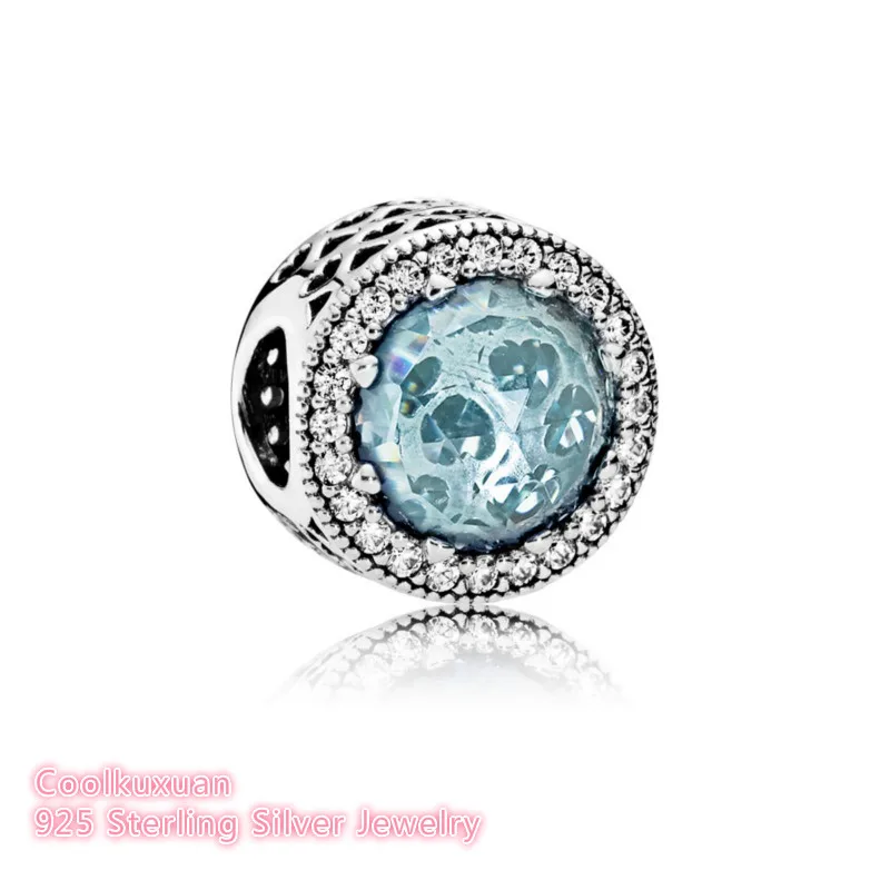 

Summer Radiant Hearts, Glacier-Blue Crystals & Clear CZ 925-sterling-silver Charm Beads Fit Pandora Bracelet Jewelry Making