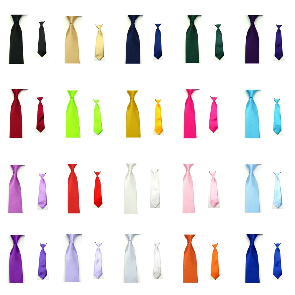 

Mens Kids Boys Skinny Tie Set Child Fashion Solid Color Satin Necktie Neckwear BWSET0009