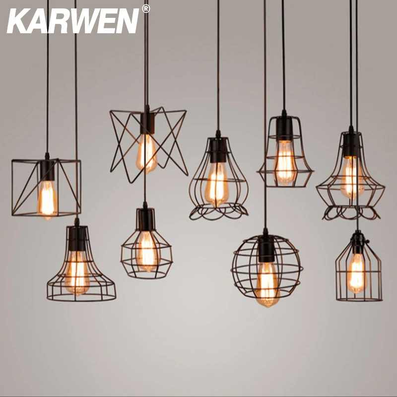 

KARWEN Pendant lights Lamparas de techo colgante moderna hanglamp industrial lamp loft pendant lamp metal Hanging Lamp E27