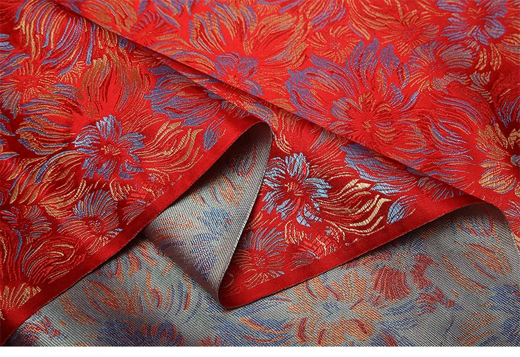 90x100cm red floral  jacquard tapestry satin 3D jacquard brocade fabric for dress cushion cover curtain table patchwork by meter