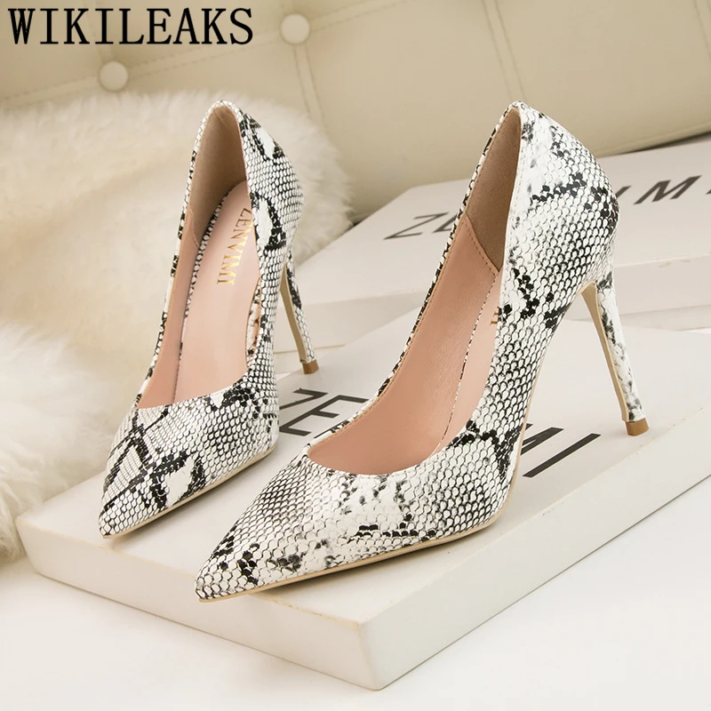 New Arrival 2024 Snake Print Sexy Heels Party Shoes Fashion Heels Elegant Shoes Fetish High Heels Women Pumps Evening Shoes Buty