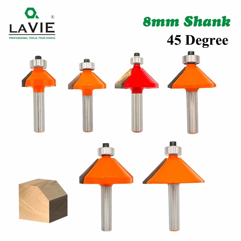 Lavie-chanfro Edge Forming Router Bit Bevel Flush Trim Bit Bits de Fresagem para Madeira Mc02023 mm Shank 1pc