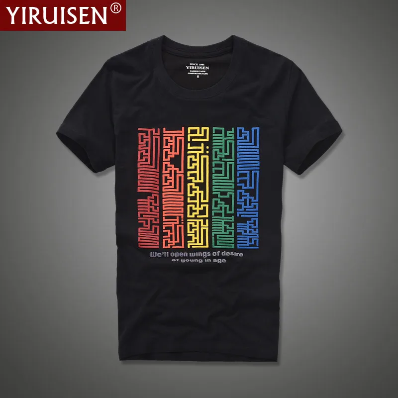 Wholesale YIRUISEN Brand Clothing Print Short Sleeve T Shirt Men 100% Cotton Fashion Summer O-neck Top Tees Tshirt Men S-XXXL