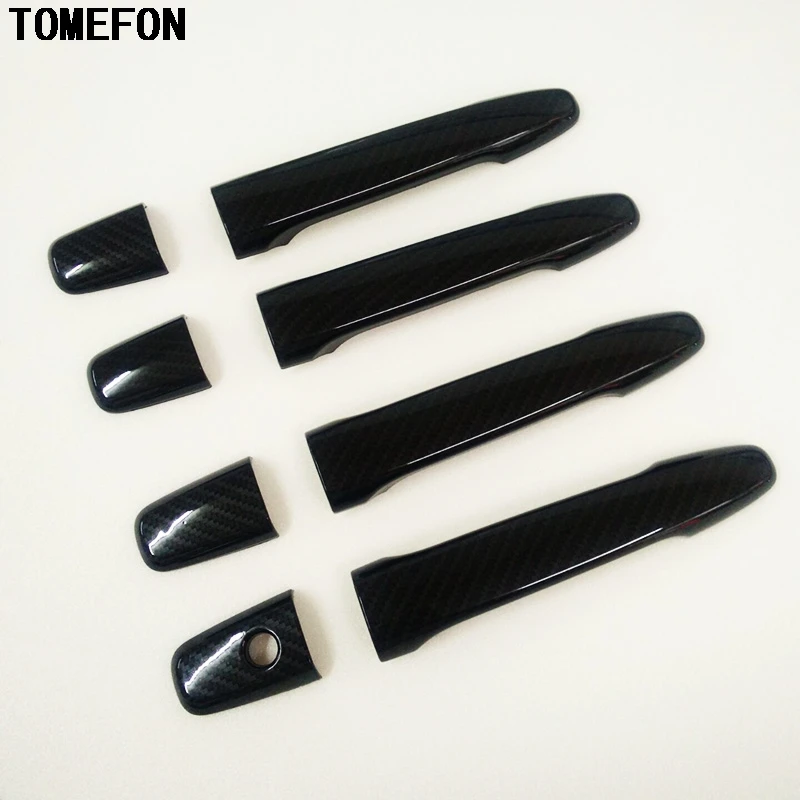 TOMEFON For Mitsubishi Outlander 2013 2014 2015 2016 2017 Carbon fiber Chrome Door Handle Bowl Cup Cover Protectors Accessories