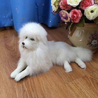 about 26x15cm white lying poodle dog model ,polyethylene&furs handicraft Figurines & Miniatures decoration toy gift a2957