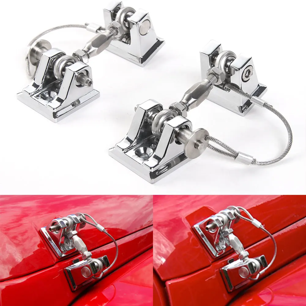 BBQ@FUKA 2pcs Metal Hood Lock Catch Latch Bracket Latches Buckle Red/Black Fit For Wrangler JK Unlimited 2007-2016 Car-Styling