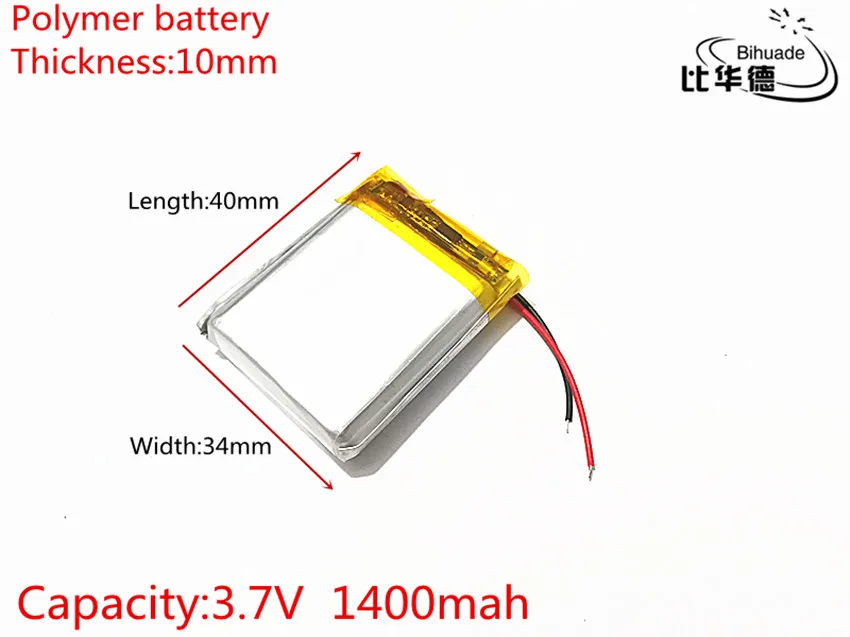 1pcs 3.7V 1400mAh 103440 Lithium Polymer Li-Po li ion Rechargeable Battery cells For Mp3 MP4 MP5 GPS PSP mobile bluetooth