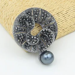 Luxury Black Color Alloy Vintage Stylish Brooch For Men And Women Fantastic Lady Clothes Jewelry Accessories Pins