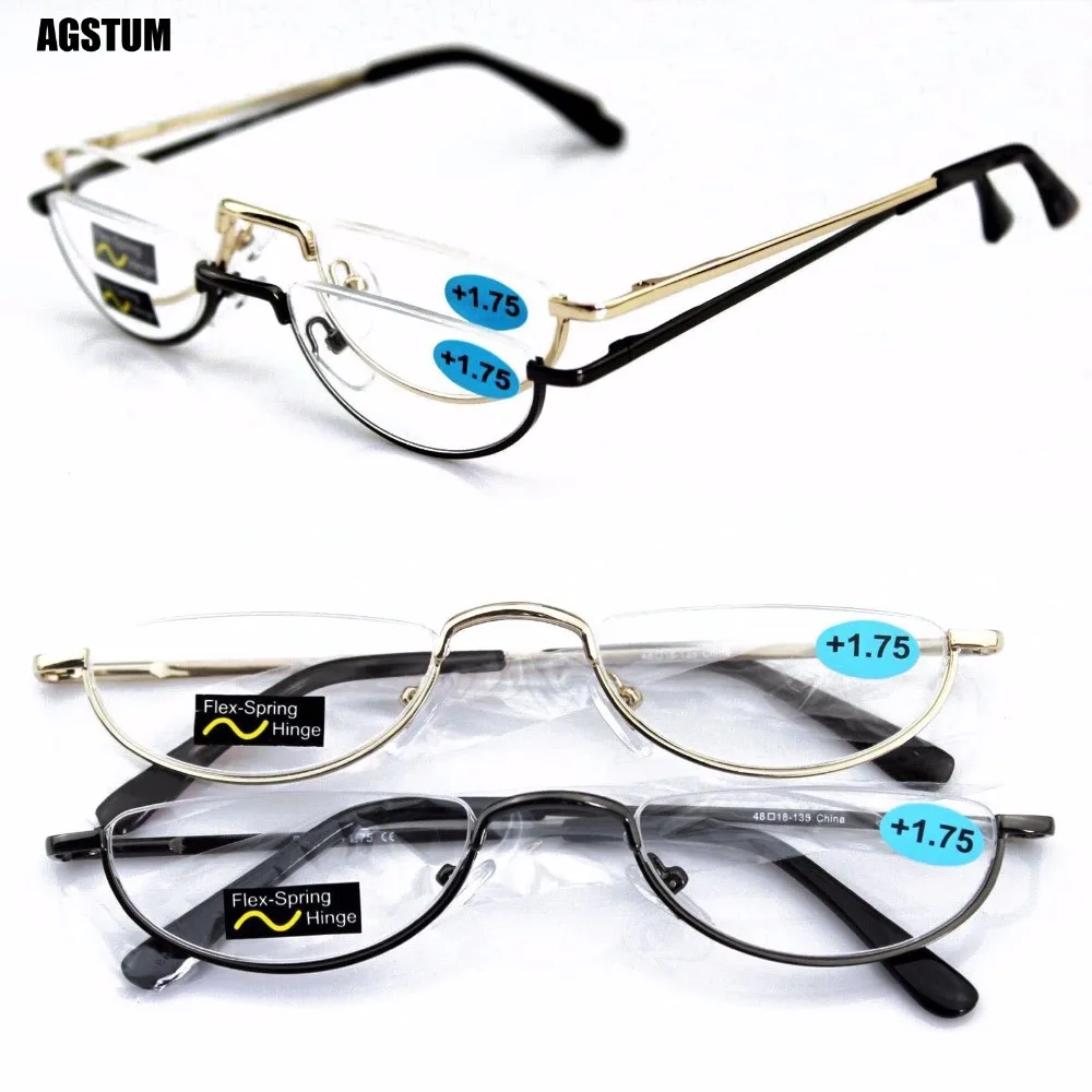 Agstum Half Moon Mens Women Vintage Spring Hinge Eyeglasses Reading Glasses +1 +2 +3 +4