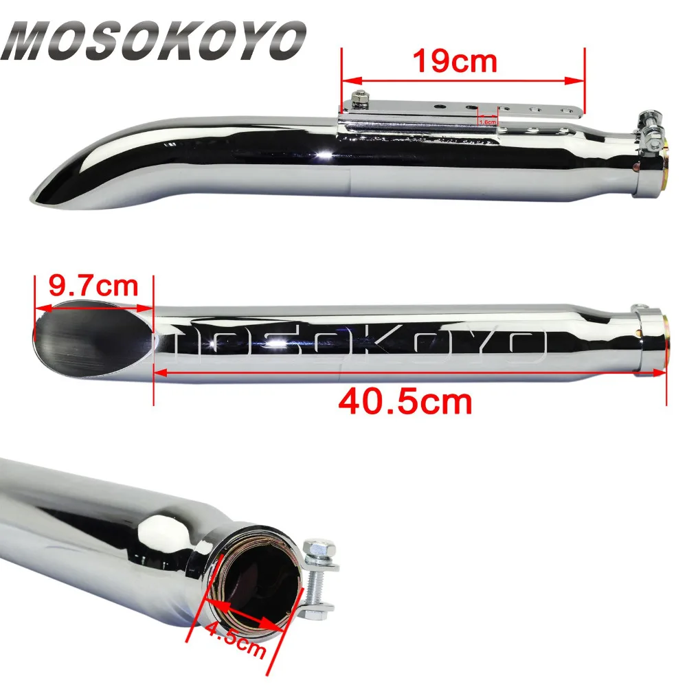 Chrome Motorcycles 410mm Turn Out Exhaust Muffler For Harley Dyna FXD Sportster 883 Iron 48 1200 Custom 35-41mm Silencer Pipes