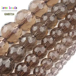 Faceted smoky quartzs transparent glitter glass crystal beads jewelry making round loose beads Diy bracelet necklace jewelry