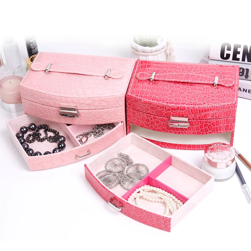 Fashion Jewelry Storage Boxes Princess European Korean Wooden Lock Jewelry Collection Ring Boxes Diamond Accessories Organizers