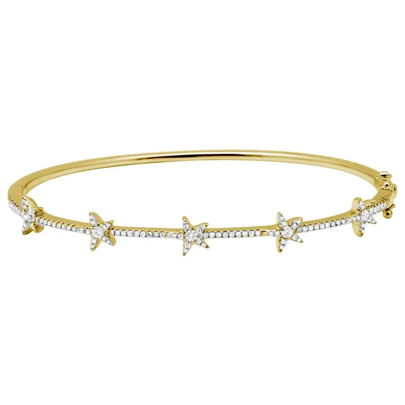 inner 60mm micro pave cz star open bangle bracelet for women Christmas gift cute lovely star trendy hand bracelets