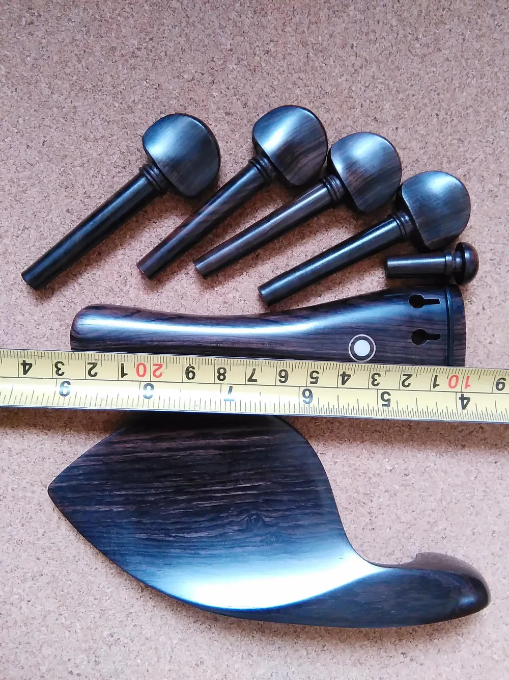 2 Sets Quality VIOLA Parts Ebony Natural Color Including Tail Piece Chin Rest and Pegs End Pin