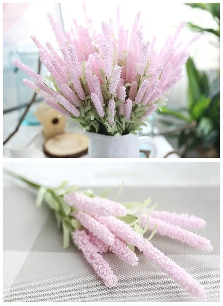 [JB] 6PCS-12 Heads Artificial Bouquet Silk Lavender Fake Flower Wedding Home Decor