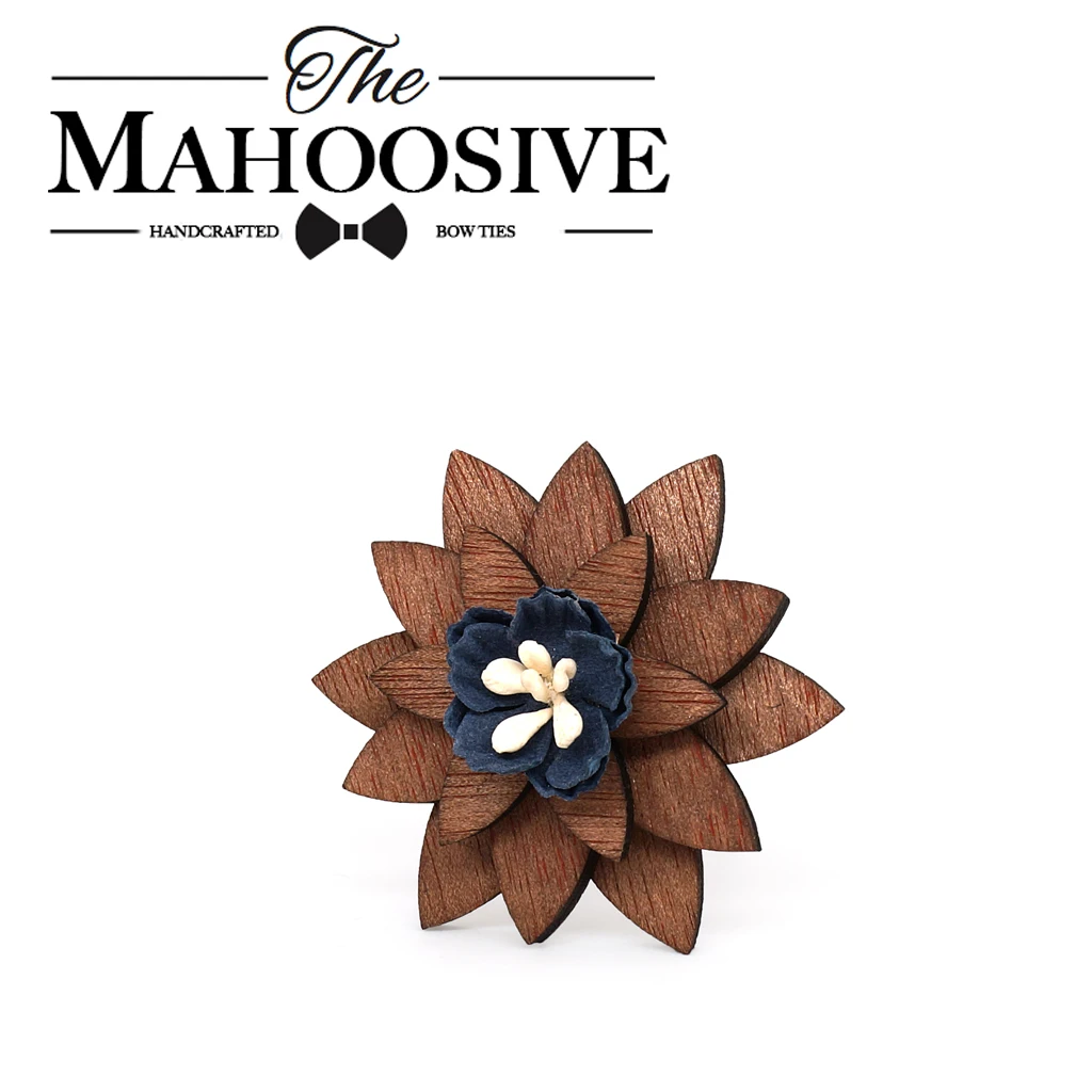 Mahoosive Fashion Brooch Pins  Flowers Wood Enamel Lapel Pin For Girl Women Wooden Broches Collar Badge Wedding decor