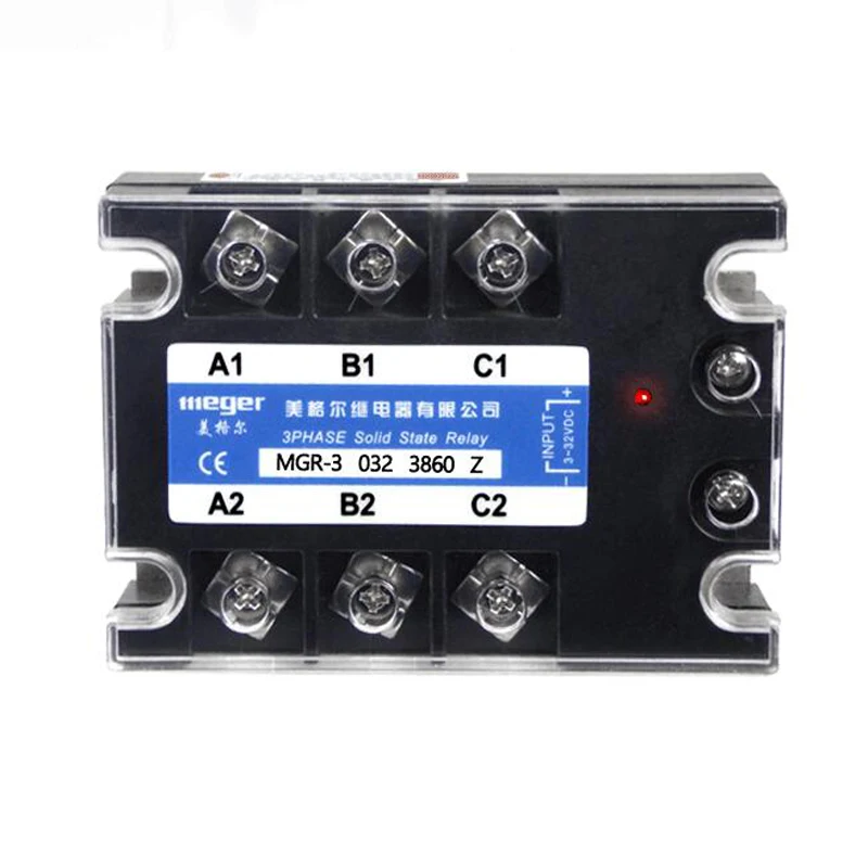 SSR 60A 80A 100A 120A Three Phase Solid State Relay Module input 3-32VDC output 24-380VAC DC-AC Normally open Solid State Relay