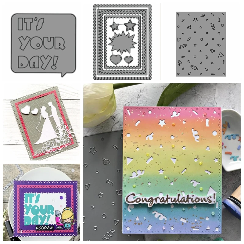 

New Design It's Your Day Frame Metal Cutting Dies Stencil for DIY Scrapbooking Embossing Photo Album Decoration Craft Die Cut