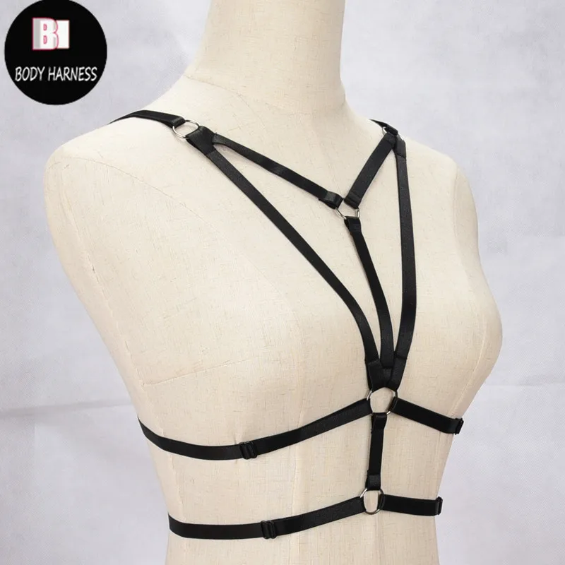 Binding Sexy Lingerie Harness bikini Black Body Harness Bondage Cage Bra Tops Halter Erotic Burlesque Goth Harajuku Harness Bra