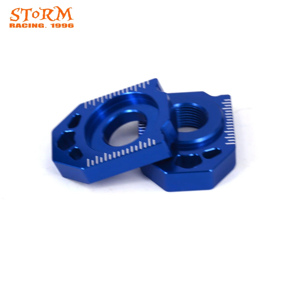 Motorcycle CNC Blue Axle Block Chain Adjuster For HUSQVARNA TC85 TC125 TC250 TE125-TE300 FC250 FC350 FC450 FE250-FE501