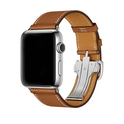 URVOI Deployment buckle leather band for apple watch ultra 2 series 10 9 8 7 6 SE 5 Single Tour strap for iwatch accessories