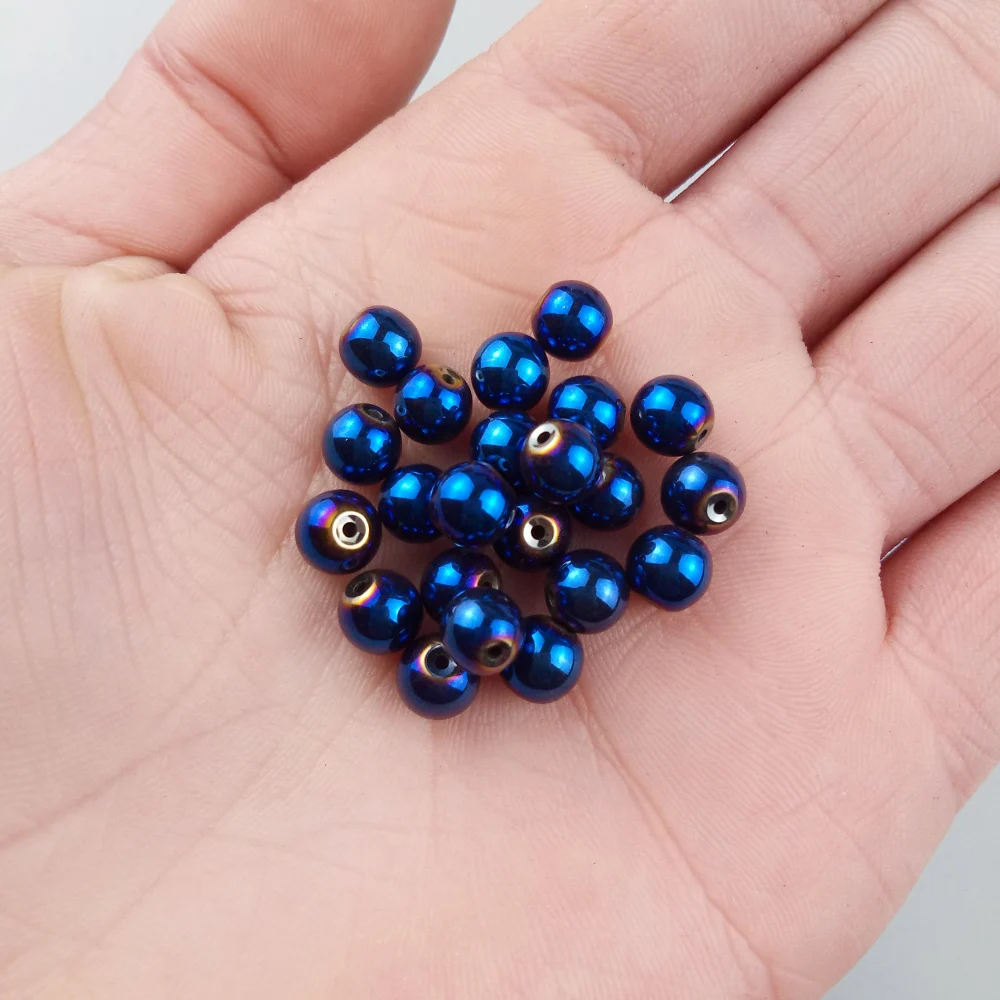 WLYeeS Blue Round Plating Hematite Beads 2 3 4 6 8 10mm Natural Stone Ball Loose Beads for Jewelry Bracelet Necklace Making DIY