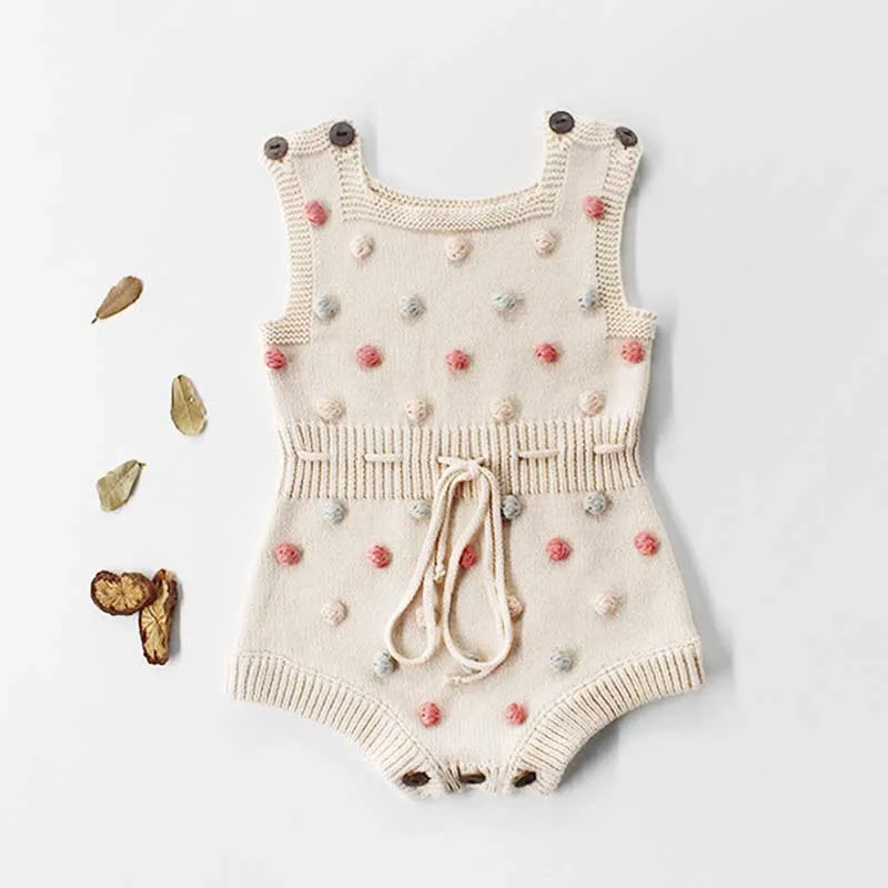 Gestrickte Baby Kleidung 2022 Neugeborenen Baby Strampler Handgemachte Pompom Baby Mädchen Strampler 100% Baumwolle Infant Baby Jungen Overall Overalls