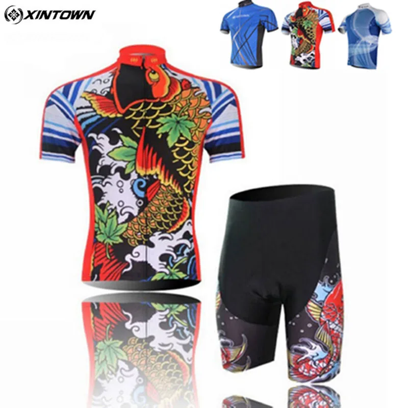 XINTOWN Men's Ropa Ciclismo Pro Team Cycling Kit Short Sleeve Outdoor Bike Cycle Jersey Top and (Bib) Shorts Set S-3XL