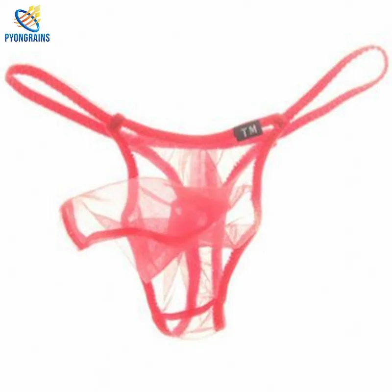 Mens Sexy G-String Gay Men Underwear Bikini Thongs Panties Brief Underwear Exotic Lingerie Waist Translucent Bright Network Yarn