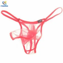 Mens Sexy G-String Gay Men Underwear Bikini Thongs Panties Brief Underwear Exotic Lingerie Waist Translucent Bright Network Yarn