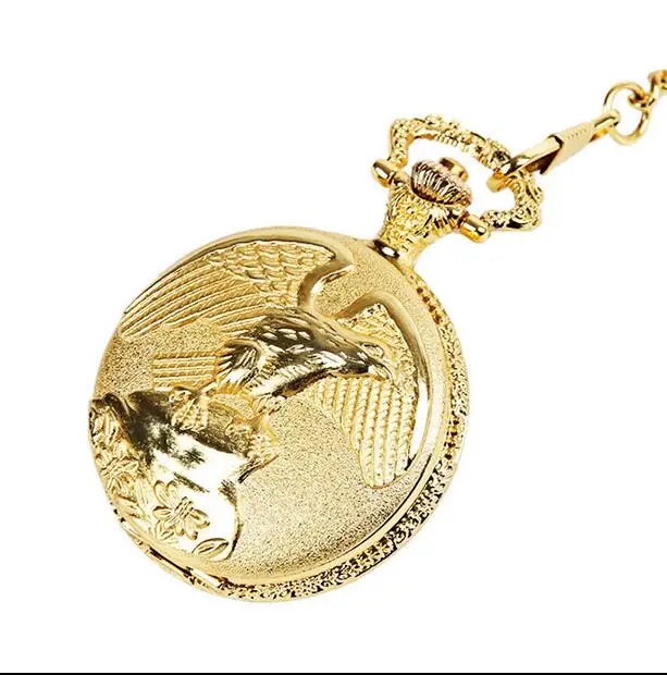 New jewelry golden Eagle Wings Huai Table pocket watch necklace pendant gift for men and women