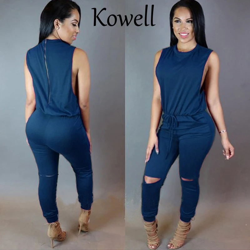 Kowell-monos sexys de moda para mujer, petos sin mangas con cordón ahuecado, monos sexys, monos de verano, 2019