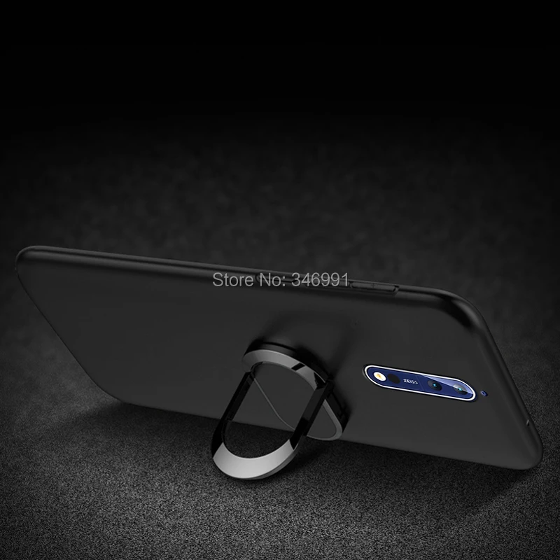 Nokia 8 Phone Cover for Nokia 7.1 / 8.1 Plus X71 X7 Case Soft Black Silicone Magnetic Car Holder Ring Case for Nokia 8 Funda