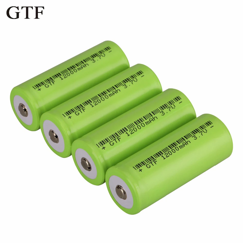 GTF 26650 Battery 3.7V 12000mAh Rechargeable Li-ion Battery for Flashlight Torch rechargeable Battery accumulator battery