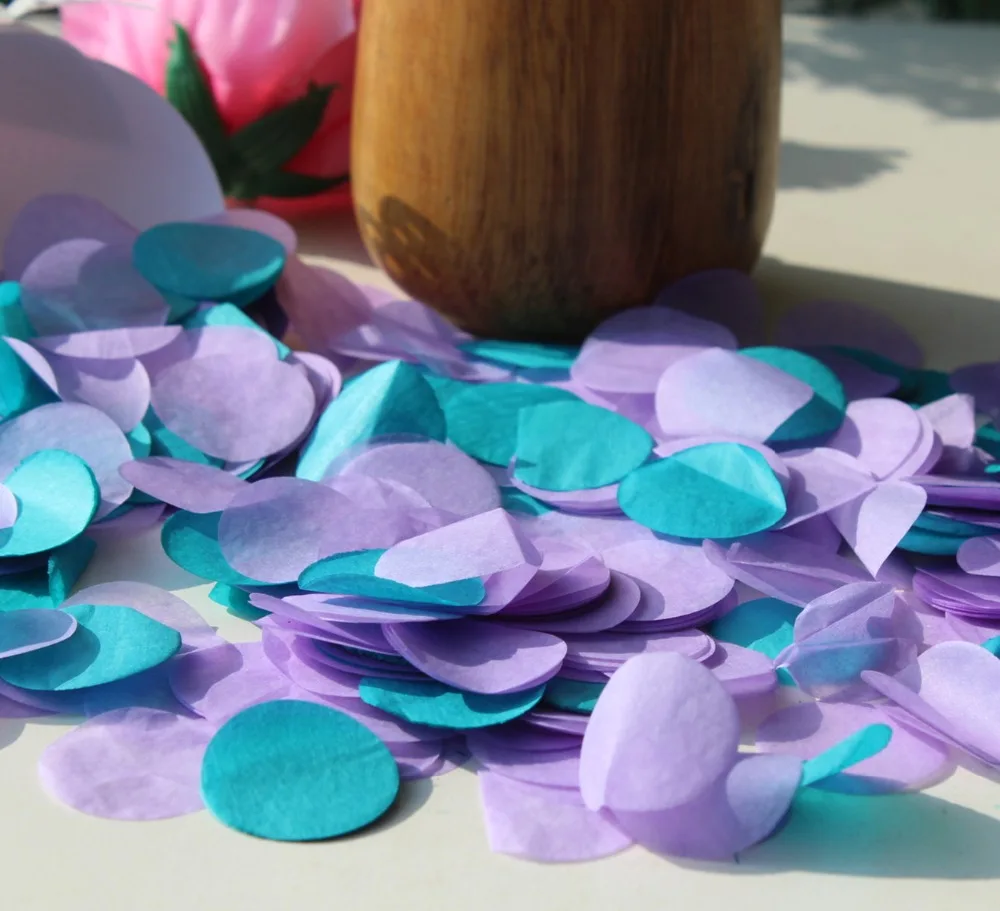 Biodegradable Tissue Paper Confetti Balloons Teal Purple Lavender Lilac Wedding Party Flower Girl Throwing Circle Guest Decor