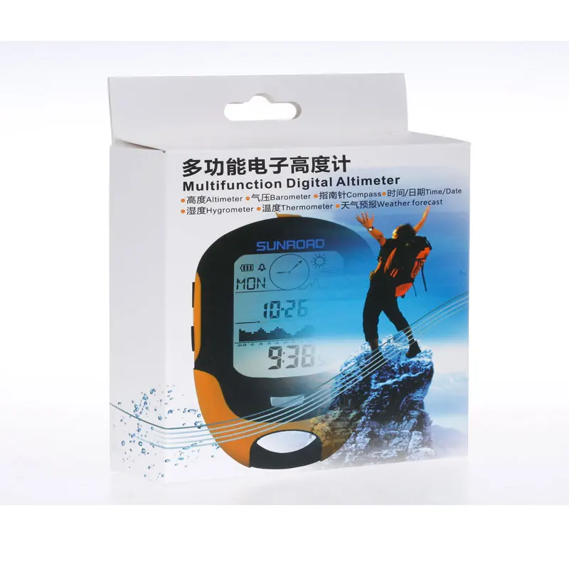 Sunroad Multifunction Digital Altimeter Waterproof Outdoor Camping Running Swimming LCD Barometer Compass Weather Forecast Tools