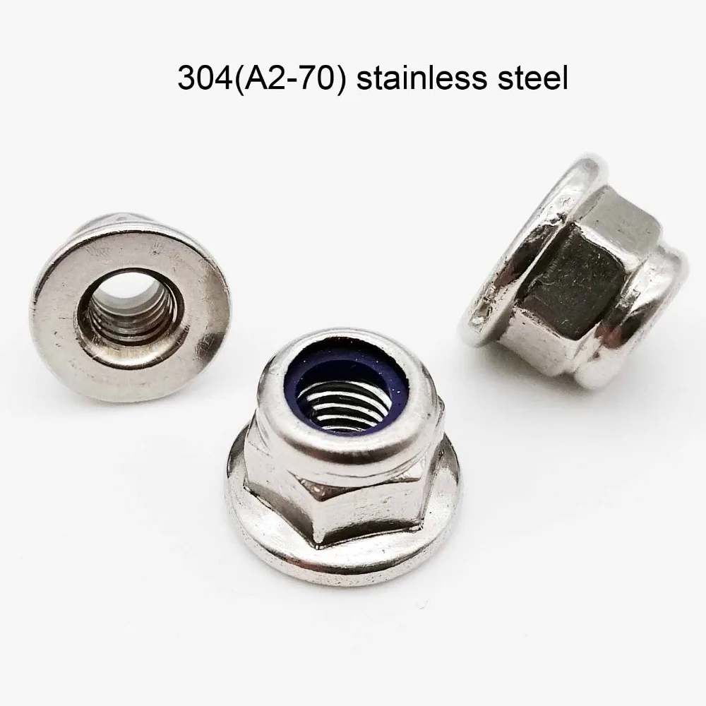 HZYUEGOU M3 M4 M5 M6 M8 M10 M12 Schwarze Kohlenstoffstahl 304 Edelstahl Sechskant-Flansch-Nylock-Nylon-Einsatz-Sicherungsmutter Selbstsichernd – Detail 2