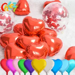 10 Pcs 10 Inches Heart Balloons Love Wedding Star Aluminum Foil Balloons Inflatable Birthday Balloon Party Decoration Supplies