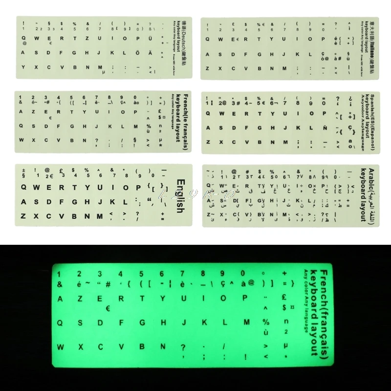 Fluorescent Keyboard Stickers Luminous Waterproof Keyboard Protective Film Laptop Accessories