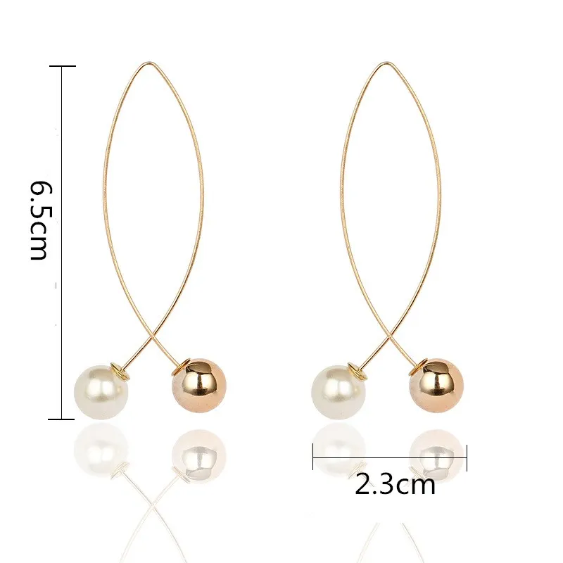 New Cross Imitation Pearl Earrings Long Simple Fashion Ear Women Wedding Jewelry Boucles D\'oreilles Pour Les Femmes