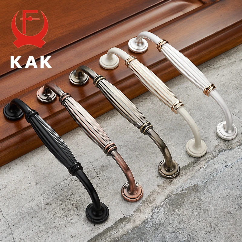 KAK European Style Solid Zinc Alloy Cabinet Handles Modern Vintage Drawer Knobs Cupboard Wardrobe Door Handles Furniture Handles