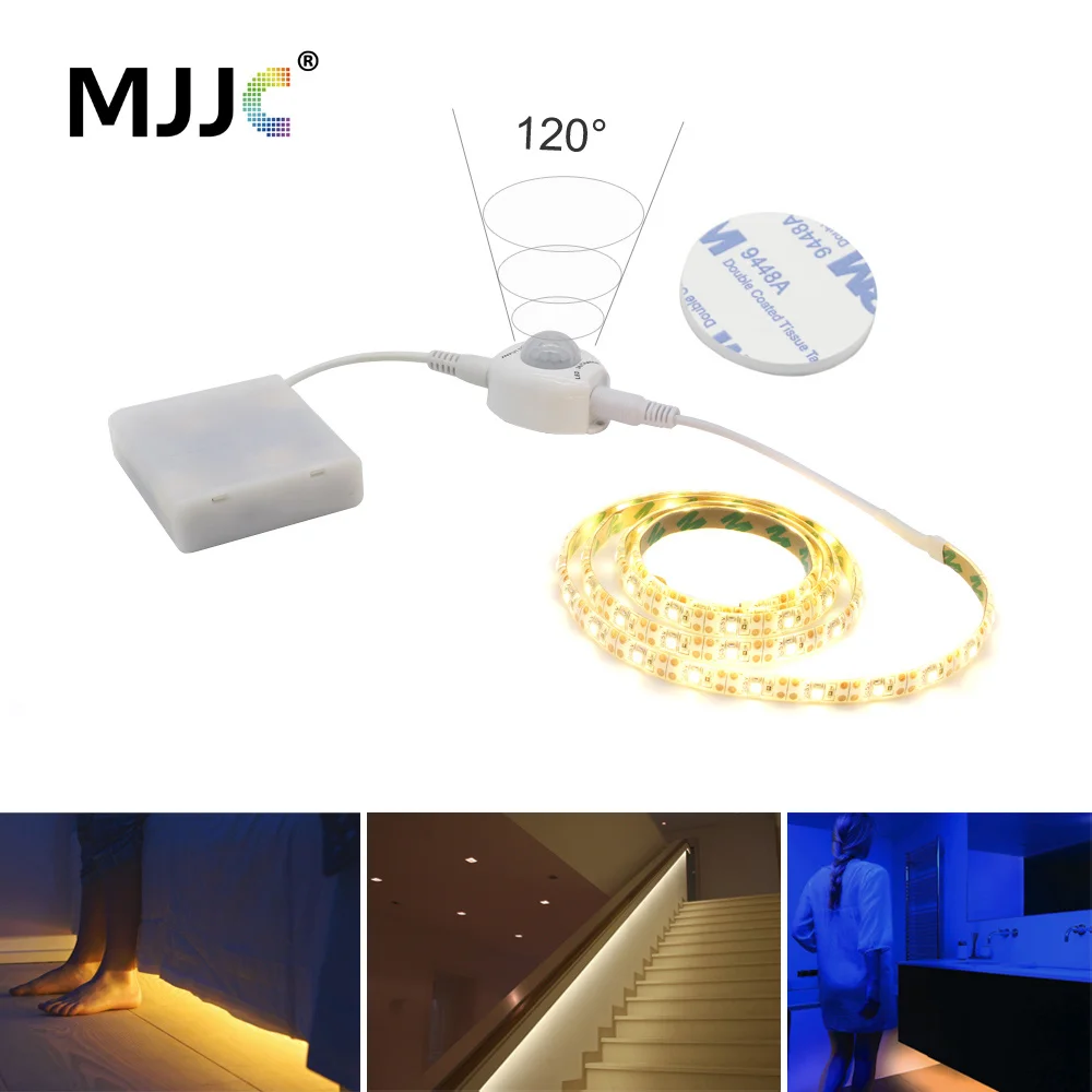 

Battery LED Tape Motion Sensor 2M 3M 4M 5M PIR LED Strip 5V SMD 2835 Battery Operated Powered Stripe Ribbon Lighting for Cabinet