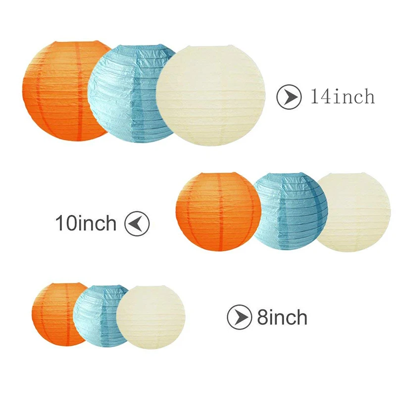 Round Chinese Paper Lanterns 9pcs Assorted Sizes lanterne papier lampion Wedding Babyshower Home Party Diy Hanging Decor Favor