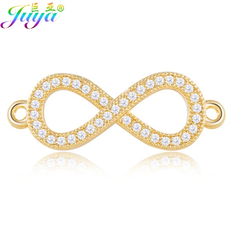 

DIY Women Men Leather Bracelets Jewelry Making Findings Supplies Micro Pave Zircon Infinity Metal Connector Charms Accessories