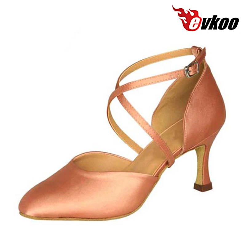 Evkoodance customize Woman Modern Dancing Shoes 7cm Heel Height Ballroom Satin Material Four Color Comfortable  Evkoo-032 shoes