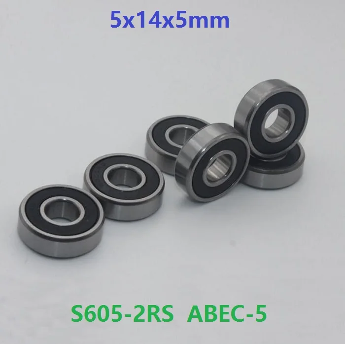 

50pcs S605RS S605-2RS S605 2RS RS ABEC-5 5x14x5 mm stainless steel Deep Groove Ball bearing double shielded 5*14*5 605 605-2RS