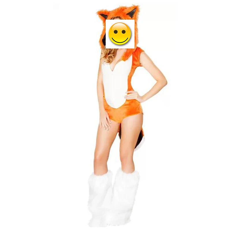 

VASHEJIANG Animal Kigurumi Fox Faux Fur Costume Women Halloween Costumes Fancy Party Dress Carnival Sexy Fox Cosplay Outfits